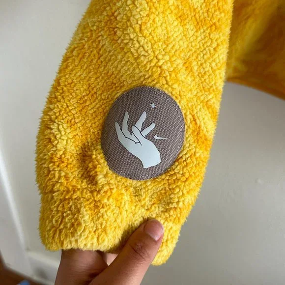 Nike Sportswear Cozy Sherpa Yellow Floral Fuzzy Jacket - Picture 5 of 5